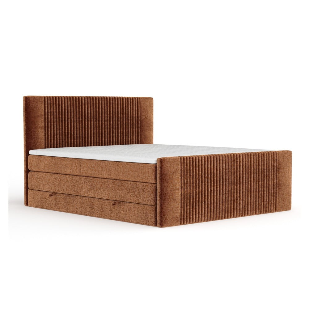 Narancssárga ágyneműtartós boxspring ágy 180x200 cm Bergamo Maison de Rêve