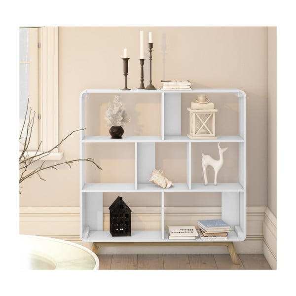 Fehér könyvespolc 122x126 cm Caitlin – Støraa-image-3