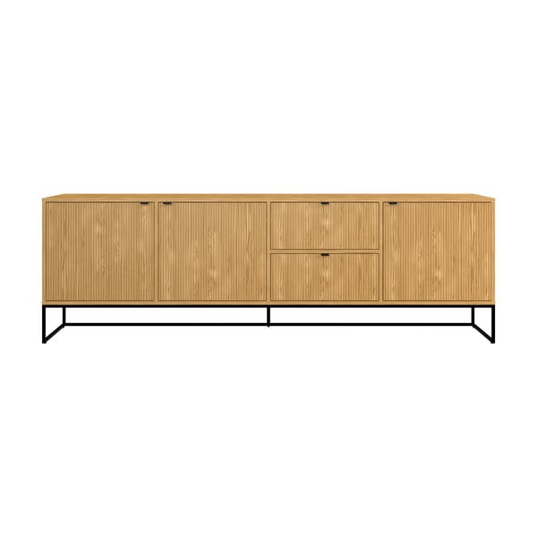 Natúr színű alacsony komód tölgyfa dekorral 235x76 cm Bali – Tenzo