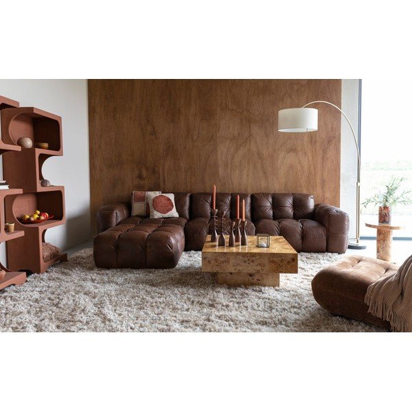 Barna bőr moduláris kanapé 264 cm Hackman – Dutchbone-image-4