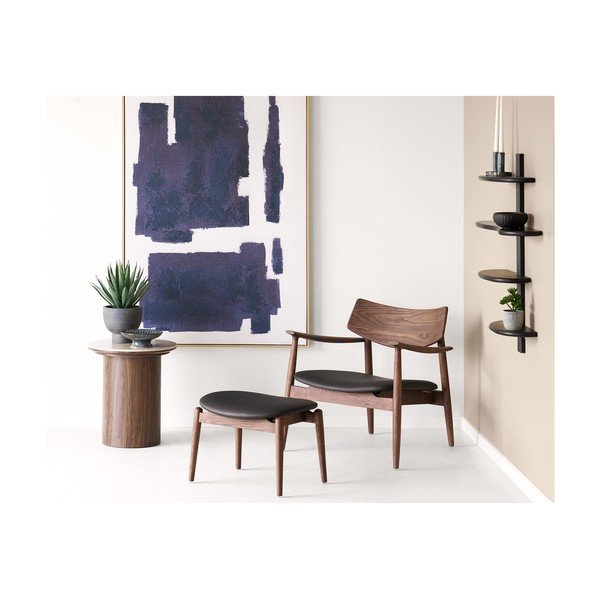 Fekete többszintes tölgyfa fali polc 80 cm Aliano – House Nordic-image-3