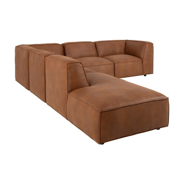 Konyakbarna bőrutánzat sarokkanapé (bal oldali) Fairfield Kentucky – Bonami Selection-image-4