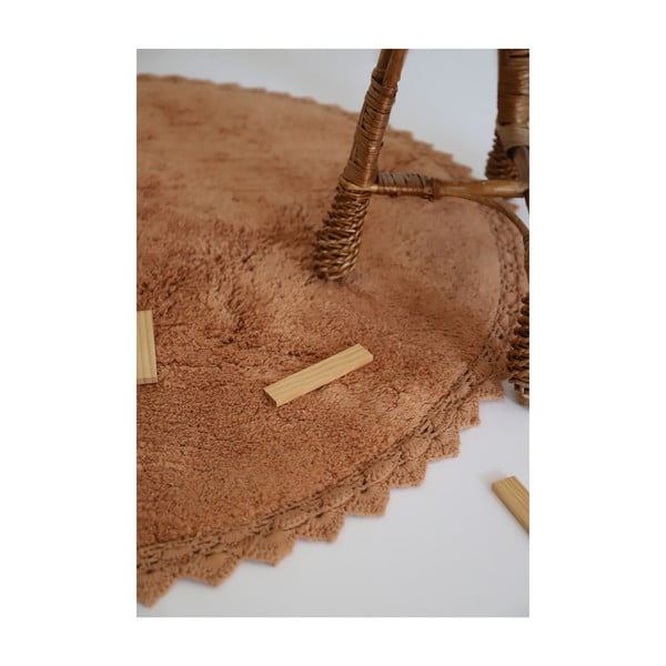 Téglavörös mosható kézi szövésű pamut kerek szőnyeg ø 110 cm Perla Toffee – Nattiot-image-2