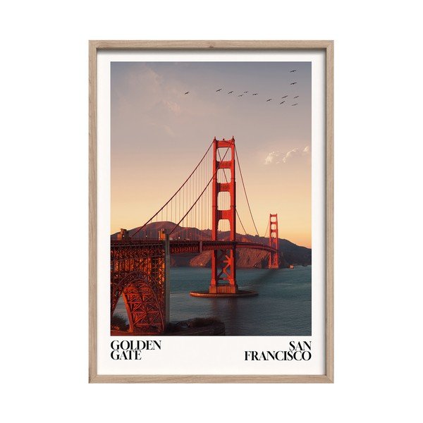 Nyomtatott keretezett kép 50x70 cm Golden Gate – Styler