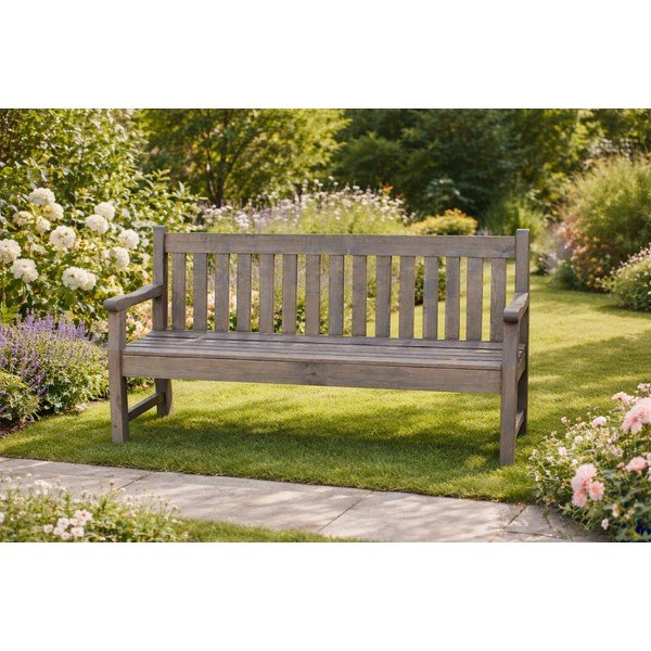 Szürke fa kerti pad London - Rojaplast-image-1