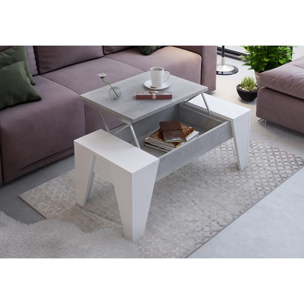 James szürke-fehér dohányzóasztal, felnyitható asztallappal - Tomasucci-image-1