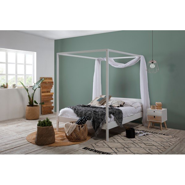 Fehér franciaágy ágyráccsal 140x190 cm Dossel – Marckeric-image-1