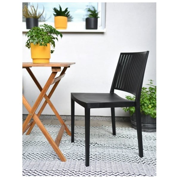 Fekete műanyag kerti szék Bars - Rojaplast-image-1