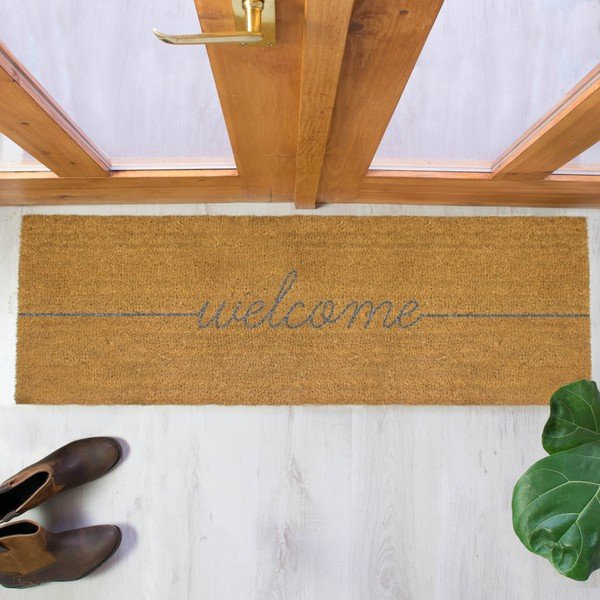 Welcome szürke kókuszrost lábtörlő, 40 x 120 cm - Artsy Doormats-image-1