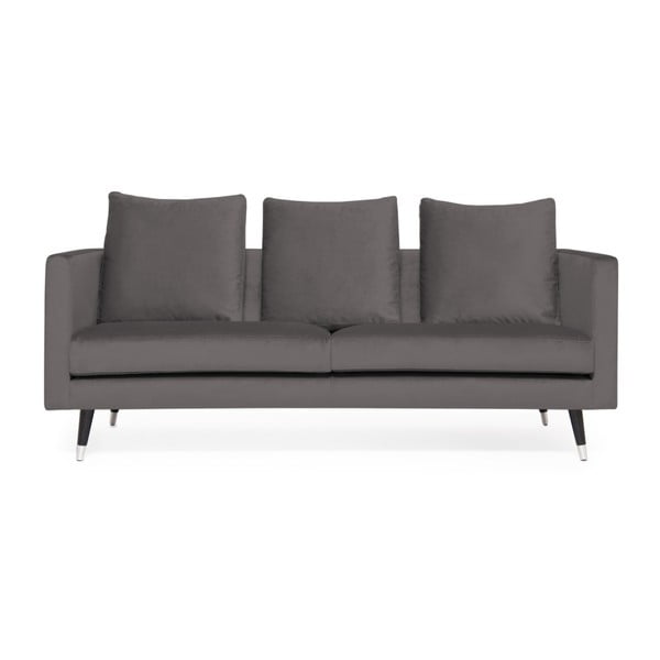 Harper Velvet szürke 3 személyes kanapé, ezüstszínű lábakkal - Vivonita