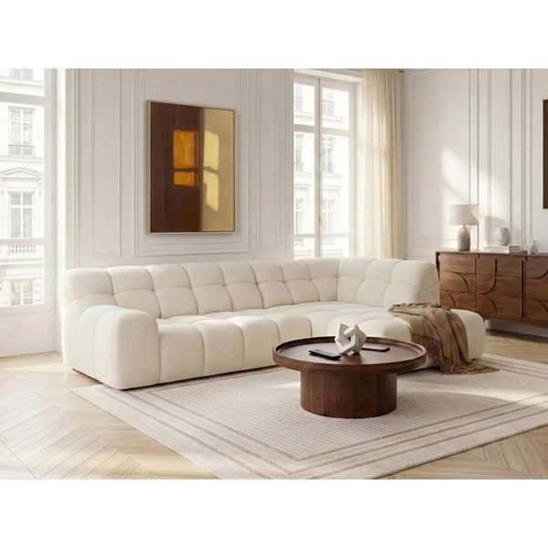 Fehér kinyitható-elektromos ülésállítással sarokkanapé (jobb oldali-L alakú) Andre – Bobochic Paris-image-3