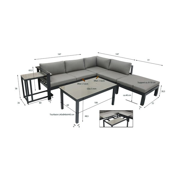 Miranda kerti sarokkanapé és asztalok - Garden Pleasure-image-4