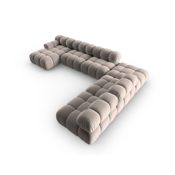 Világosbarna bársony moduláris sarokkanapé (jobb oldali-U alakú) Bellis – Micadoni -image-4