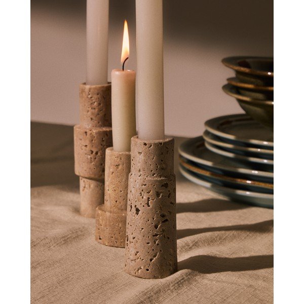 Kő gyertyatartó készlet 3 db-os Majid – Kave Home-image-1