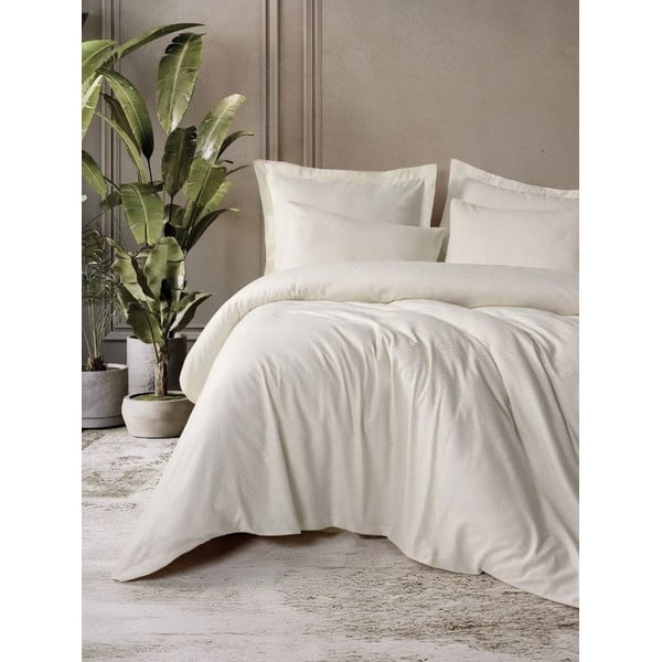 Bézs egyszemélyes renforcé pamut ágyneműhuzat 140x200 cm Checkered – Mila Home Luxury