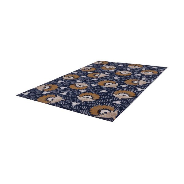 Sötétkék gyapjú szőnyeg 133x190 cm Chintz – Agnella-image-3