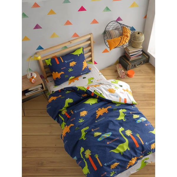 Kék egyszemélyes gyerek ágyneműhuzat 140x200 cm Dinolar – Mijolnir