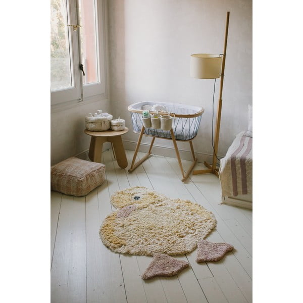 Sárga mosható kézi szövésű pamut gyerek szőnyeg 95x120 cm Ducky – Lorena Canals-image-1