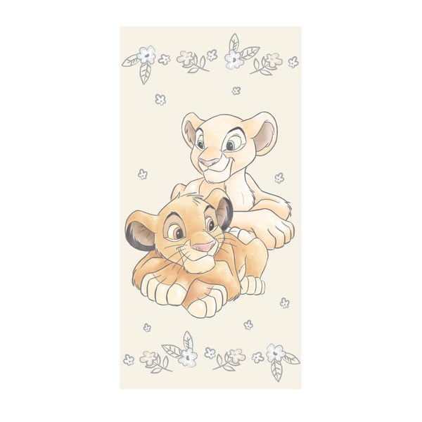 Világossárga pamut gyerek fürdőlepedő 70x140 cm Lion King – Jerry Fabrics