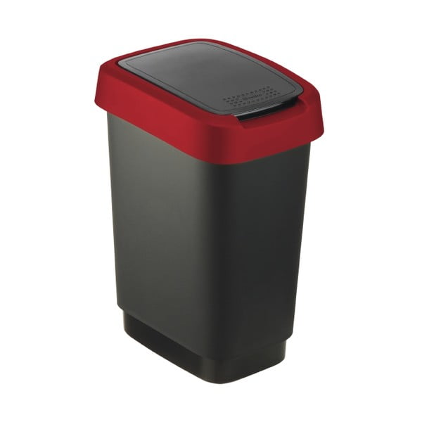 Piros-fekete szemetes újrahasznosított műanyagból 10 l Twist - Rotho