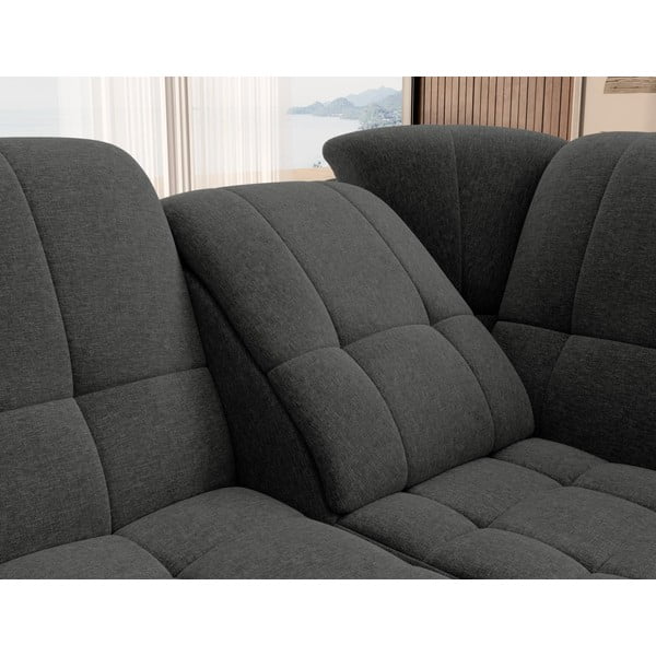 Sötétszürke kinyitható-tárolóhelyes sarokkanapé (jobb oldali-L alakú) Sado – ELTAP-image-1