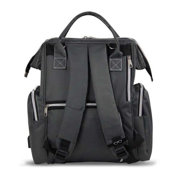 HAPPY MOM Baby Care Backpack antracitszürke hátizsák anyukáknak USB csatlakozóval - My Valice-image-2