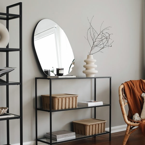 Fekete üveg polcos állvány 100x85 cm Camiko – Neostill-image-4