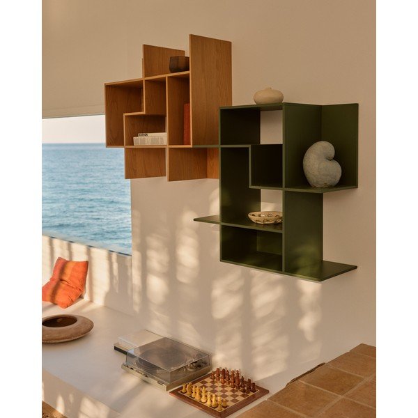 Zöld moduláris polcrendszer 80x80x25 cm Ina – Kave Home-image-1