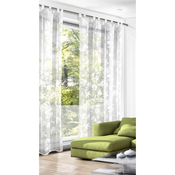 Fehér voile fényáteresztő függöny 135x245 cm Flowers – Sehlbach-image-1