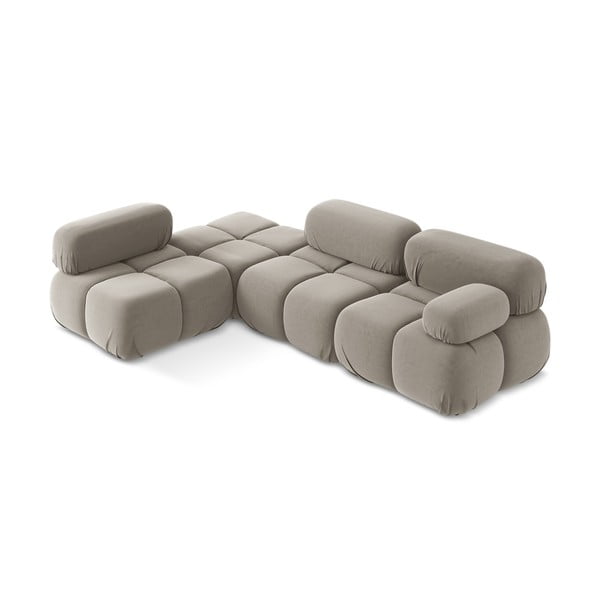 Bézs bársony moduláris sarokkanapé (bal oldali) Lokua – Makamii-image-2