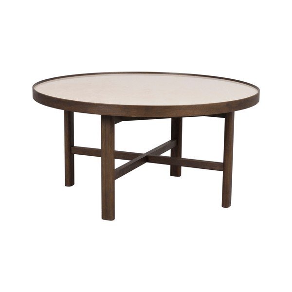 Sötétbarna kerek dohányzóasztal kerámia asztallappal 90x90 cm Marsden – Rowico-image-2