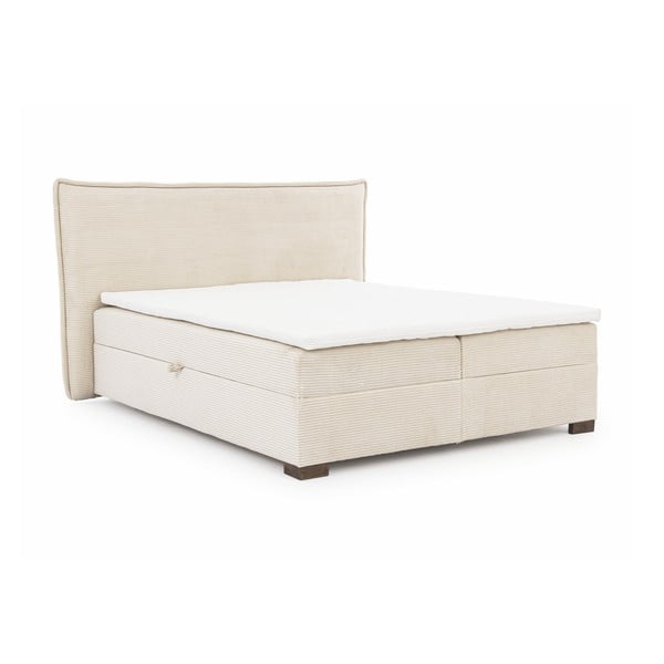 Bézs ágyneműtartós boxspring ágy 140x200 cm Lysa – Ropez