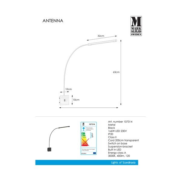 Antenna 1L fekete falilámpa - Markslöjd-image-2