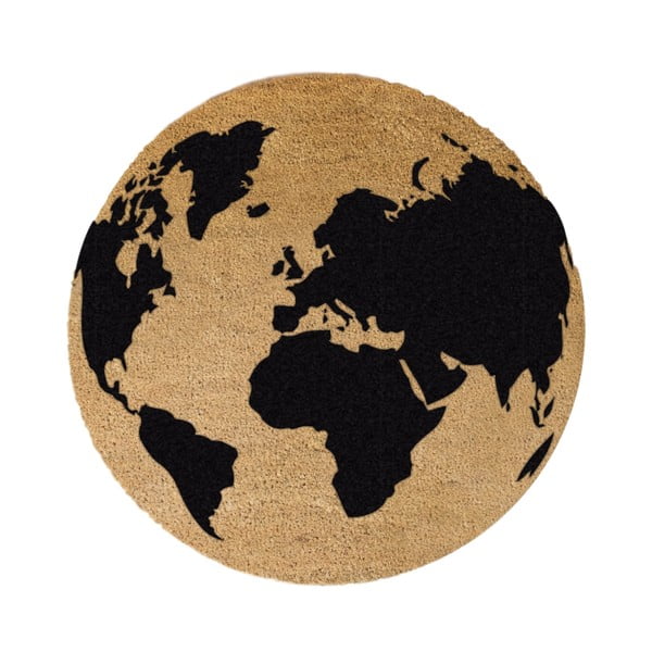 Globe kerek, természetes kókuszrost lábtörlő, ⌀ 70 cm - Artsy Doormats