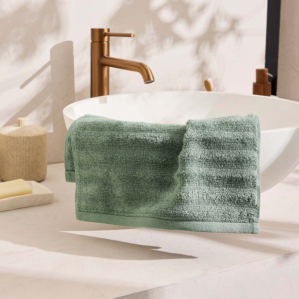 Zöld frottír pamut törölköző 30x50 cm Maya – douceur d'intérieur-image-2