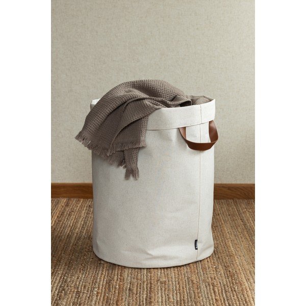 Bézs textil szennyeskosár 69 l Soft Storage – Bigso-image-1