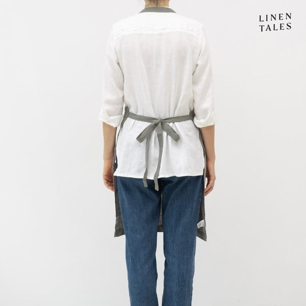 Len kötény Khaki – Linen Tales-image-1