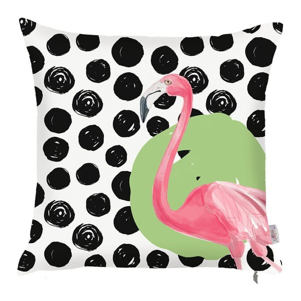 Dots Flamingo fekete-fehér párnahuzat, 43 x 43 cm - Mike & Co. NEW YORK
