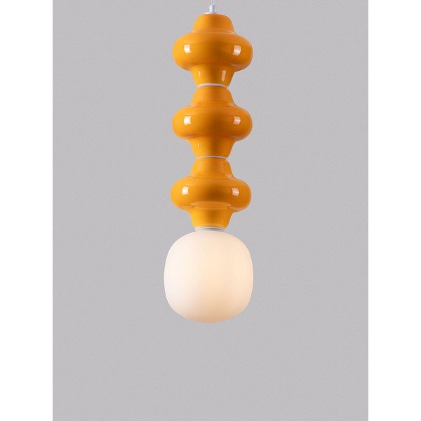 Fehér-narancssárga kerámia függőlámpa üveg búrával ø 18 cm Clio – Nova Luce-image-1