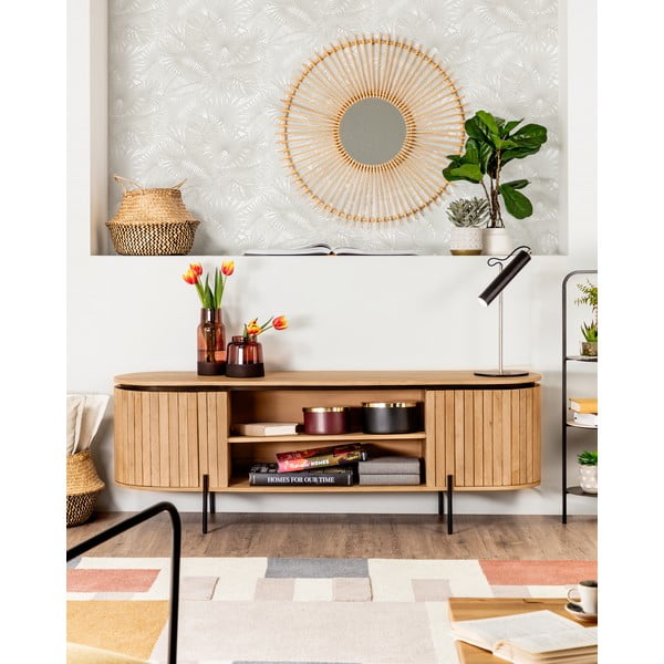 Natúr színű mangófa TV-állvány 160x56 cm Licia – Kave Home-image-1