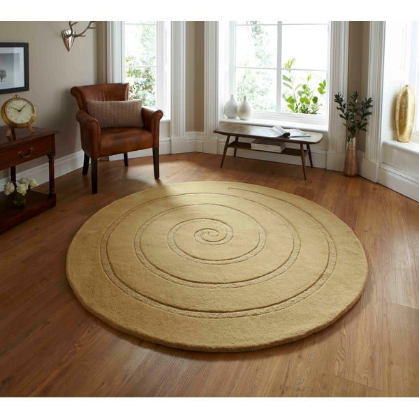 Spiral bézs gyapjú szőnyeg, ⌀ 180 cm - Think Rugs-image-1
