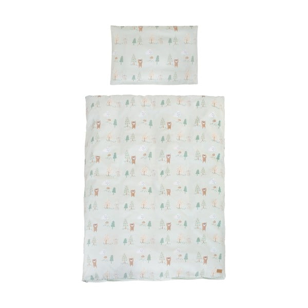 Világoszöld pamut gyerek ágyneműhuzat babaágyhoz 100x135 cm Woodland Buddies – Roba