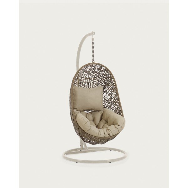 Világosszürke-bézs műrattan kerti függőfotel Florina – Kave Home-image-4