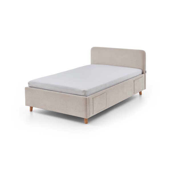 Bézs ágyneműtartós gyerekágy ágyráccsal 120x200 cm Cosy – Meise Möbel