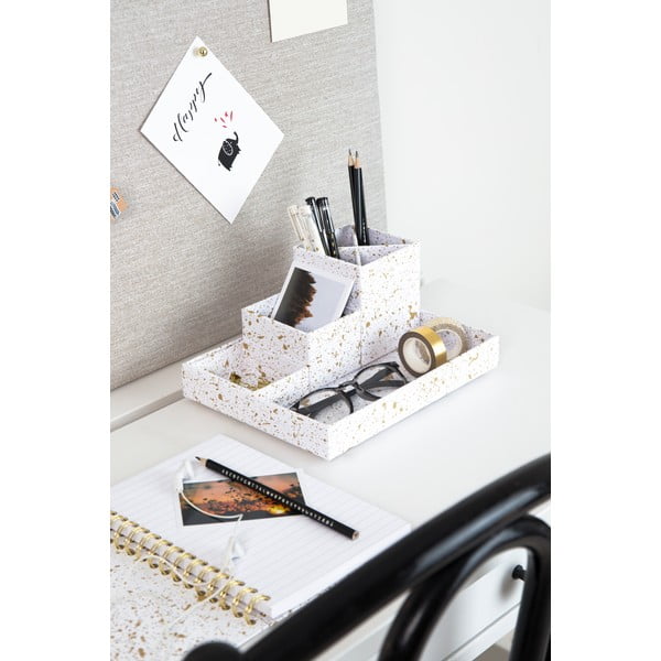 Lena aranyszínű-fehér 4 részes asztali írószertartó - Bigso Box of Sweden-image-1
