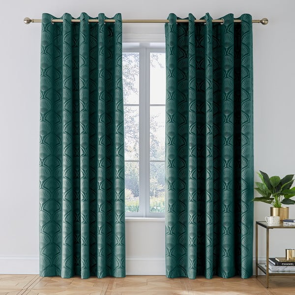 Zöld függöny szett 2 db-os 168x183 cm Art Deco Pearl – Catherine Lansfield-image-1
