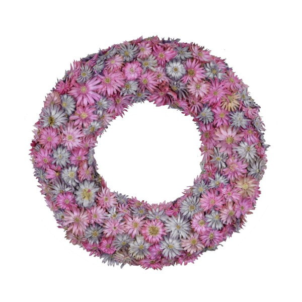 Rózsaszín koszorú száraz virágokkal, ⌀ 18,5 cm - Ego Dekor