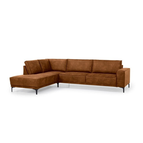 Konyakbarna bőrutánzat sarokkanapé (bal oldali) Copenhagen – Scandic-image-2
