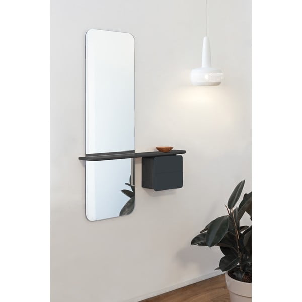 Fekete-antracitszürke előszoba bútor tölgyfa dekorral One More Look – UMAGE-image-1