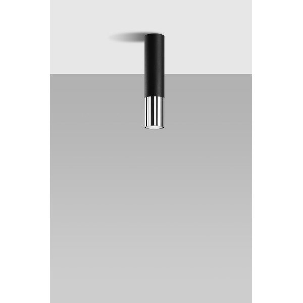 Fekete-ezüstszínű fém mennyezeti lámpa ø 6 cm Longbot – Sollux-image-2